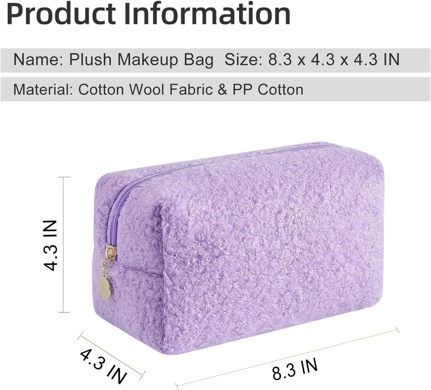 Gleyemor Cute Plush Makeup Bag Travel Pouch Birthday Gifts for Women Wife Her Sister Daughter Christmas Gifts Essential Bag (Purple)