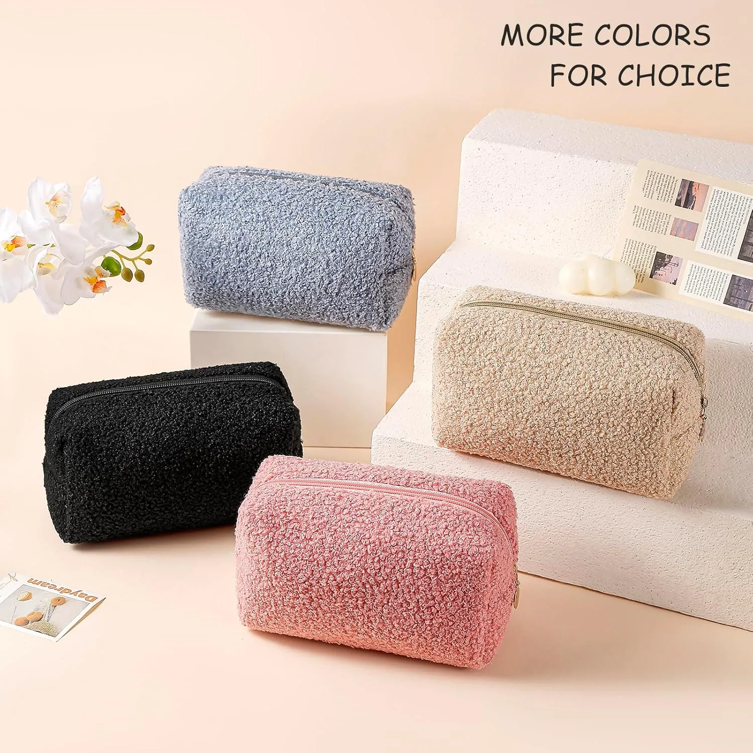 Gleyemor Cute Plush Makeup Bag Travel Pouch Birthday Gifts for Women Wife Her Sister Daughter Christmas Gifts Essential Bag (Purple)