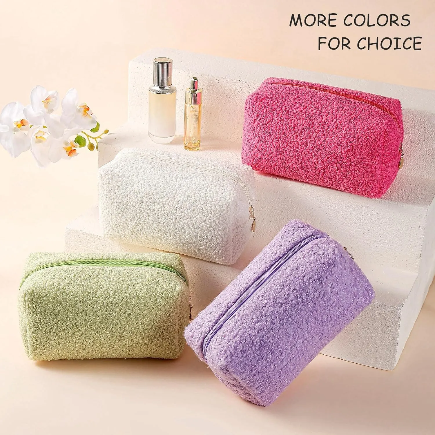 Gleyemor Cute Plush Makeup Bag Travel Pouch Birthday Gifts for Women Wife Her Sister Daughter Christmas Gifts Essential Bag (Purple)