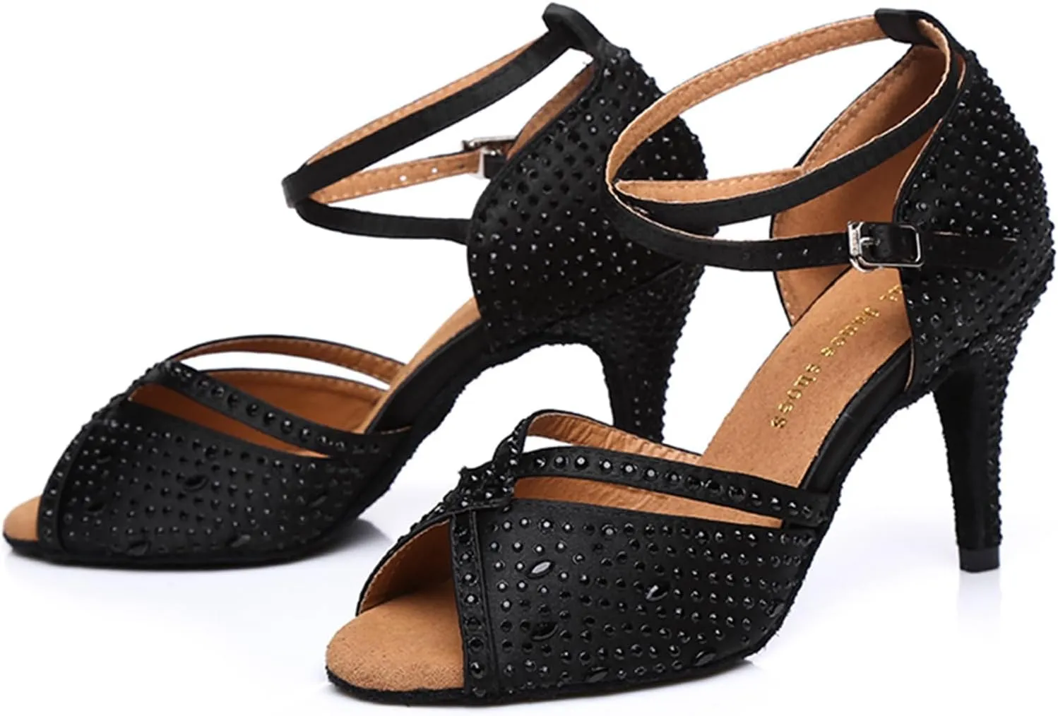 Glitter Dance Shoes for Women Rhinestones Ballroom Party Bridal Wedding Sandals