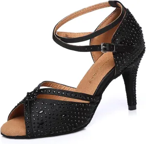 Glitter Dance Shoes for Women Rhinestones Ballroom Party Bridal Wedding Sandals