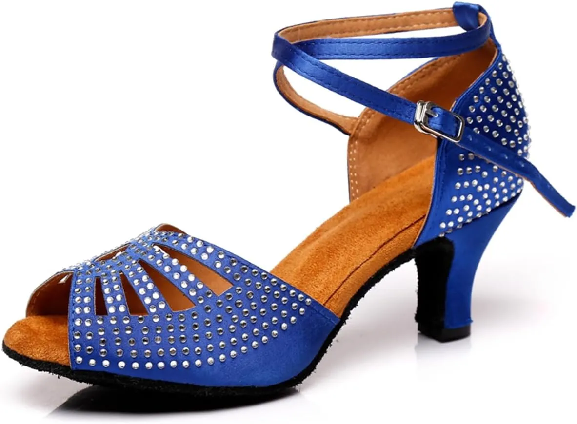 Glitter Dance Shoes for Women Rhinestones Ballroom Party Bridal Wedding Sandals