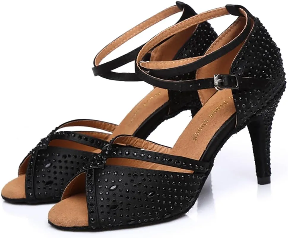 Glitter Dance Shoes for Women Rhinestones Ballroom Party Bridal Wedding Sandals