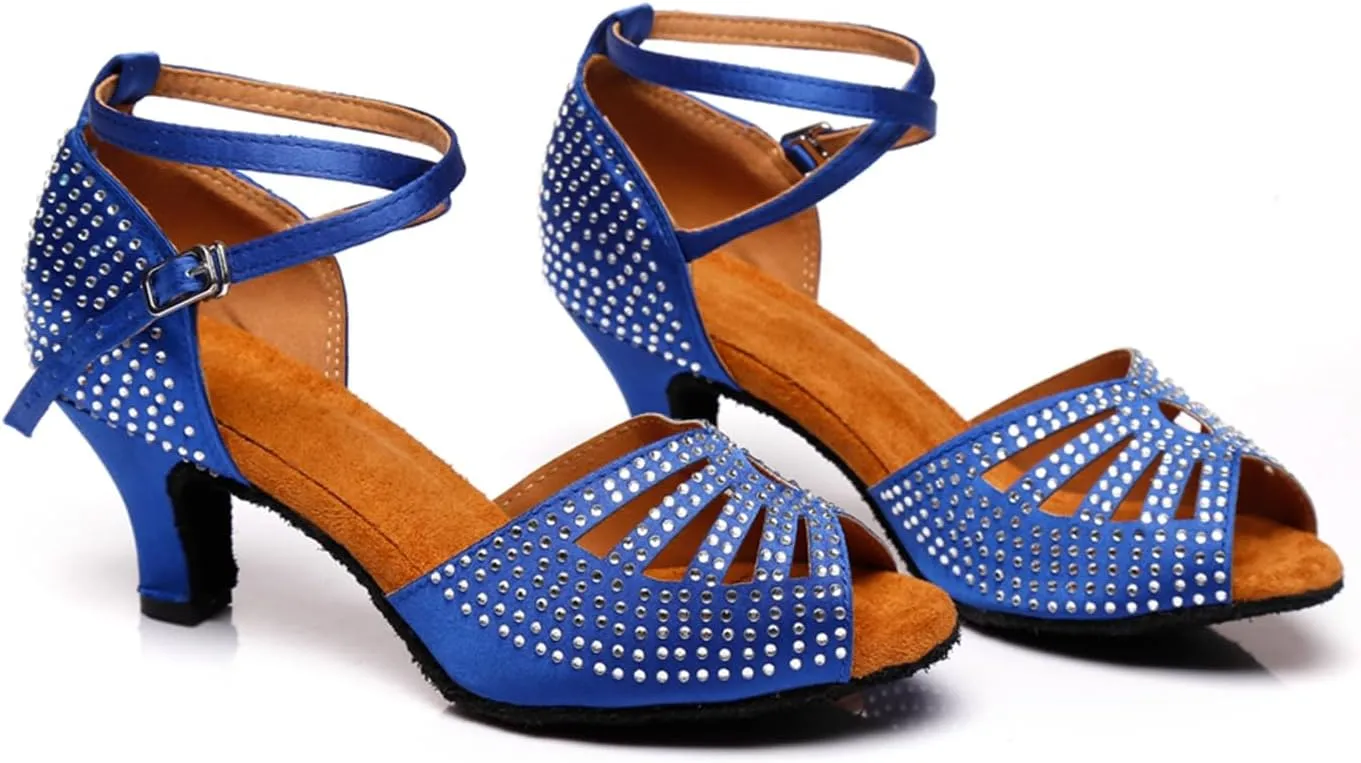 Glitter Dance Shoes for Women Rhinestones Ballroom Party Bridal Wedding Sandals