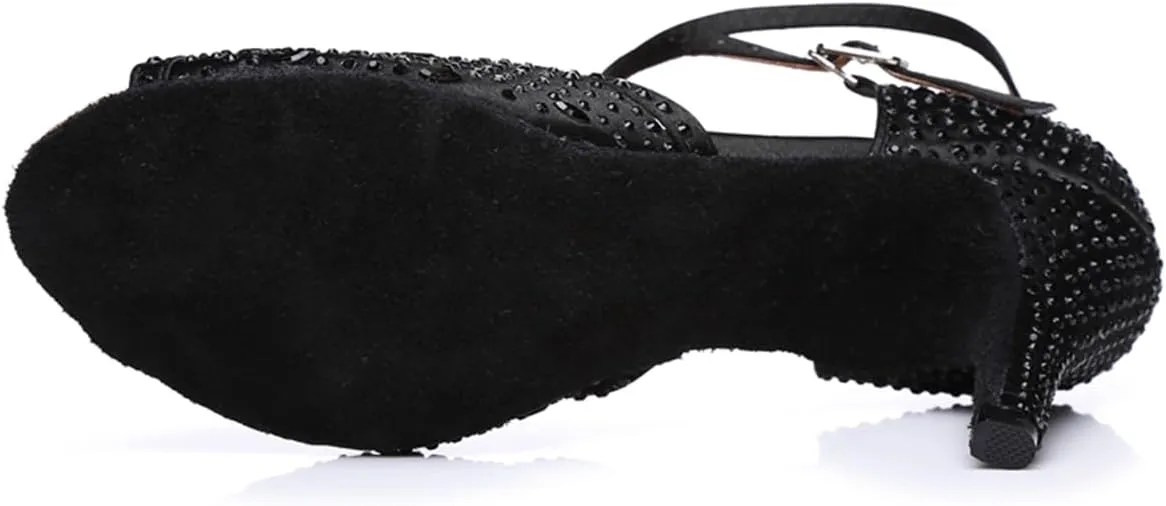 Glitter Dance Shoes for Women Rhinestones Ballroom Party Bridal Wedding Sandals