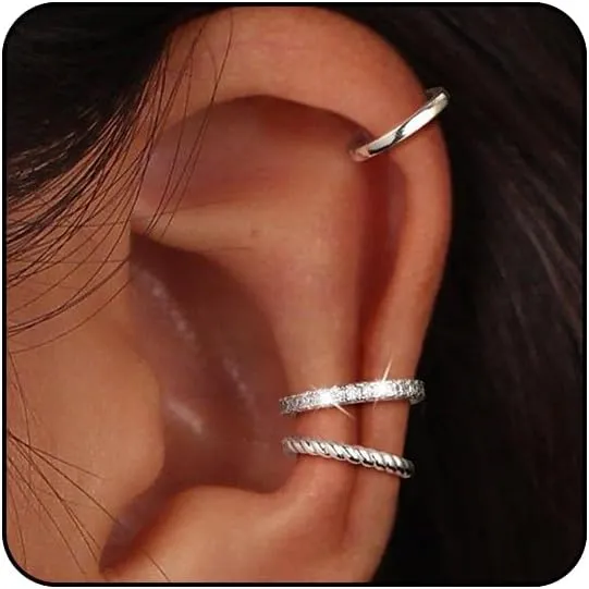 Gold Ear Cuffs Non Piercing Silver Ear Cuff Earrings for Women Fake Piercings Cartilage Earrings Non Pierced Clip On Earrings Dainty Silver Earrings