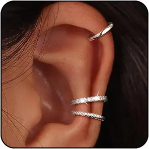 Gold Ear Cuffs Non Piercing Silver Ear Cuff Earrings for Women Fake Piercings Cartilage Earrings Non Pierced Clip On Earrings Dainty Silver Earrings