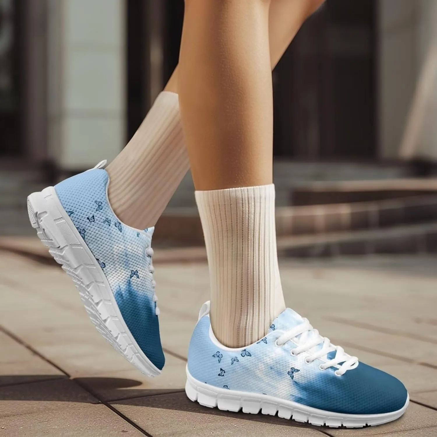 GOSTONG Womens Running Shoes Breathable Mesh Sneakers Non Slip Athletic Shoes Gym Training Outdoor Tennis Shoes White US 5-12
