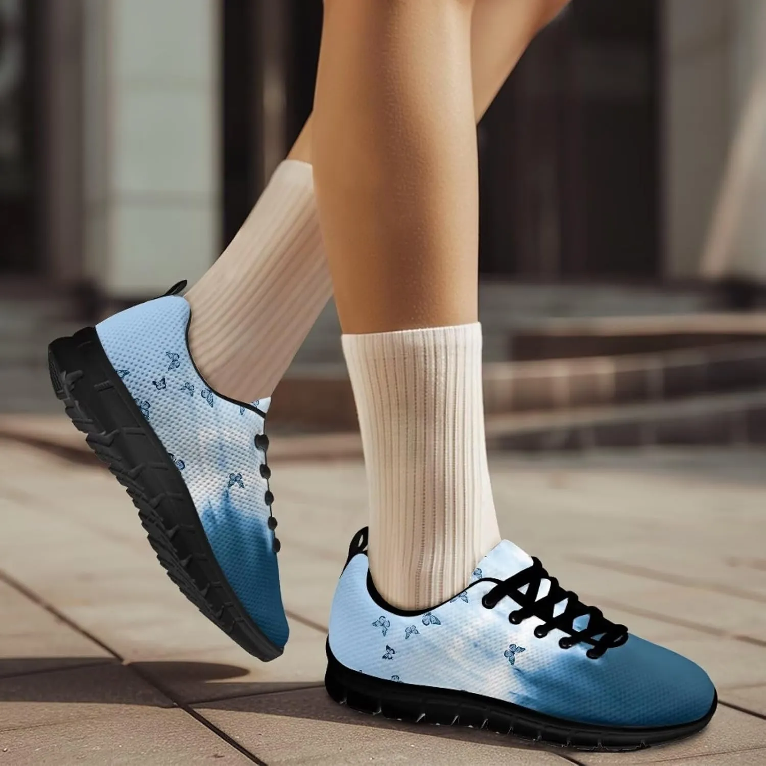 GOSTONG Womens Running Shoes Breathable Mesh Sneakers Non Slip Rubber Sole Lace up Outdoor Athletic Shoes Sole Black US 5-12