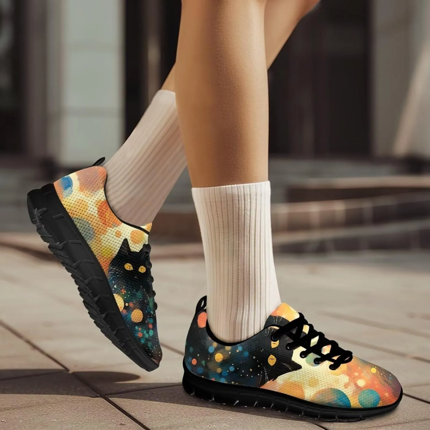 GOSTONG Womens Running Shoes Breathable Mesh Sneakers Non Slip Rubber Sole Lace up Outdoor Athletic Shoes Sole Black US 5-12
