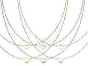 Graduated Heart Pendants on Double Layered Stainless Steel Chain Necklace