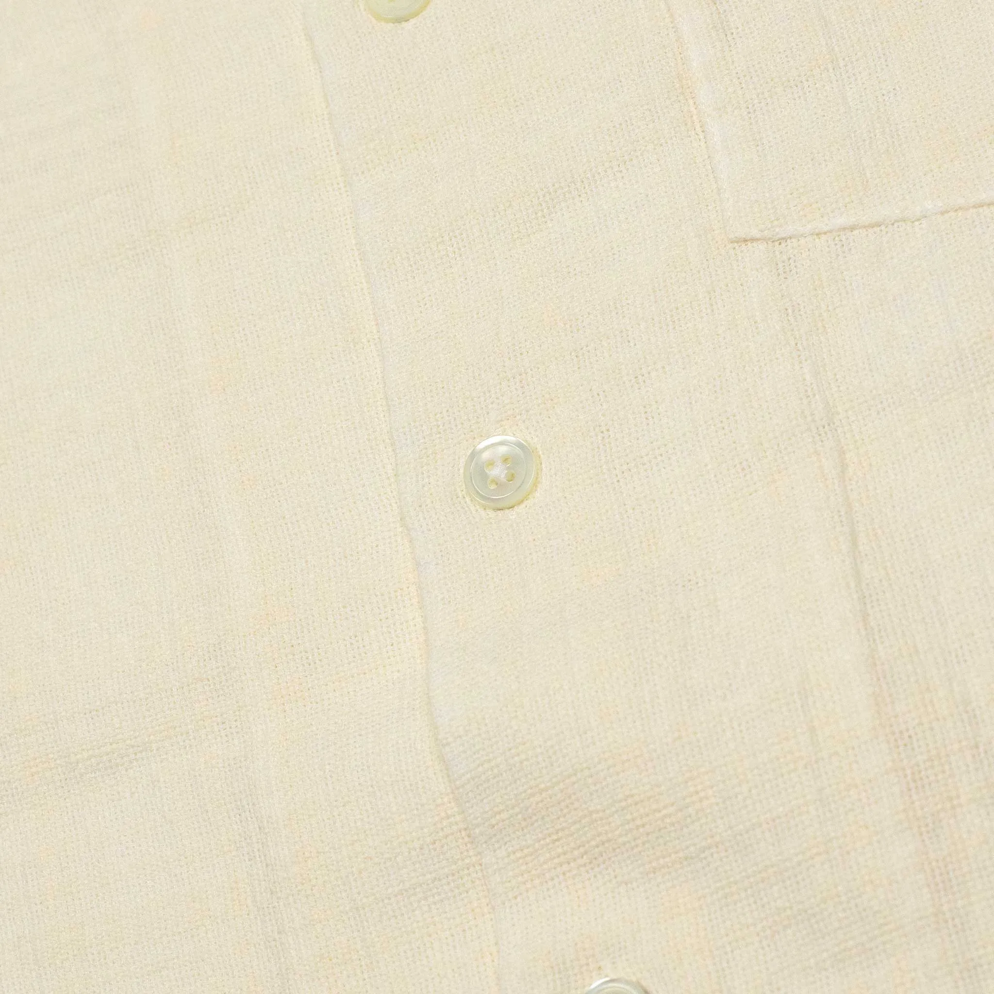Grain camp collar shirt in cream checked cotton gauze