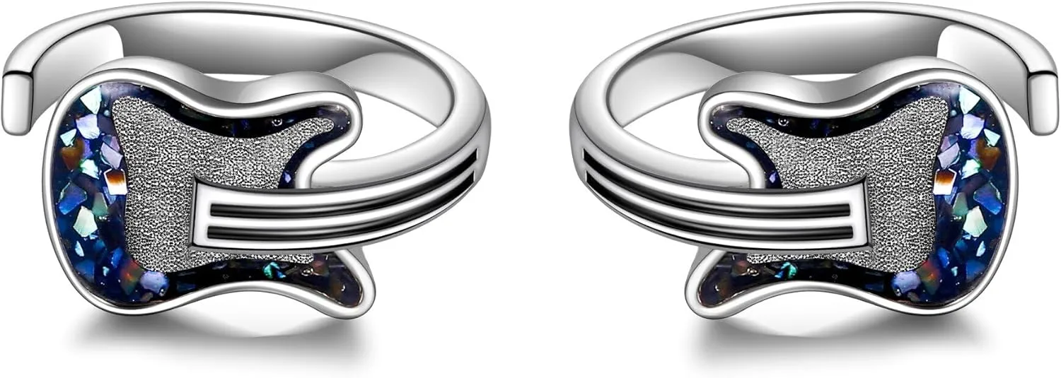 Guitar Ear Cuffs Sterling Silver Guitar Earrings Non Piercing Ear Cuffs Music Jewelry Guitar Gifts for Women