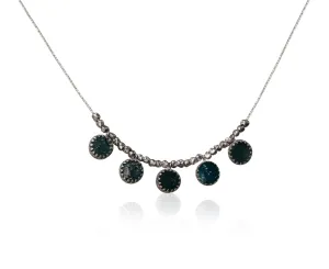Handcrafted 925 Sterling Silver Blue Roman Bezel Crown Pendants Necklace