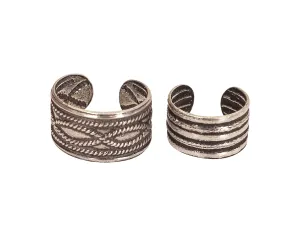 Handmade Silver 2Pcs Ear Cuffs Non-Piercing Earrings, 925 Sterling Silver, Fake Cartilage Helix Non-Pierced Ear Clip on for Women, Trendy Tiny 2xWide Band Geometric Ear Wrap, By Miya Jewelry Creations