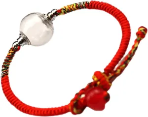 Handmade String Bracelet Glass Bead Pendants Red Cord for Zodiac Protection