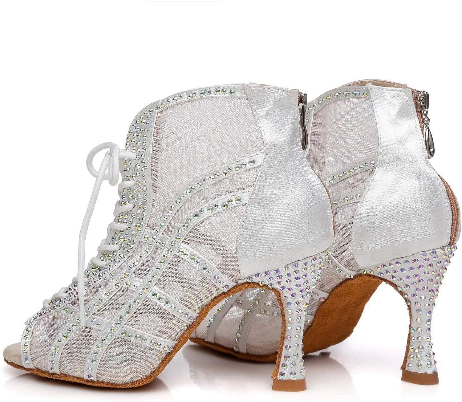 Hanfike Womens Peep Toe Boot Heels Mesh Summer Booties Sandals