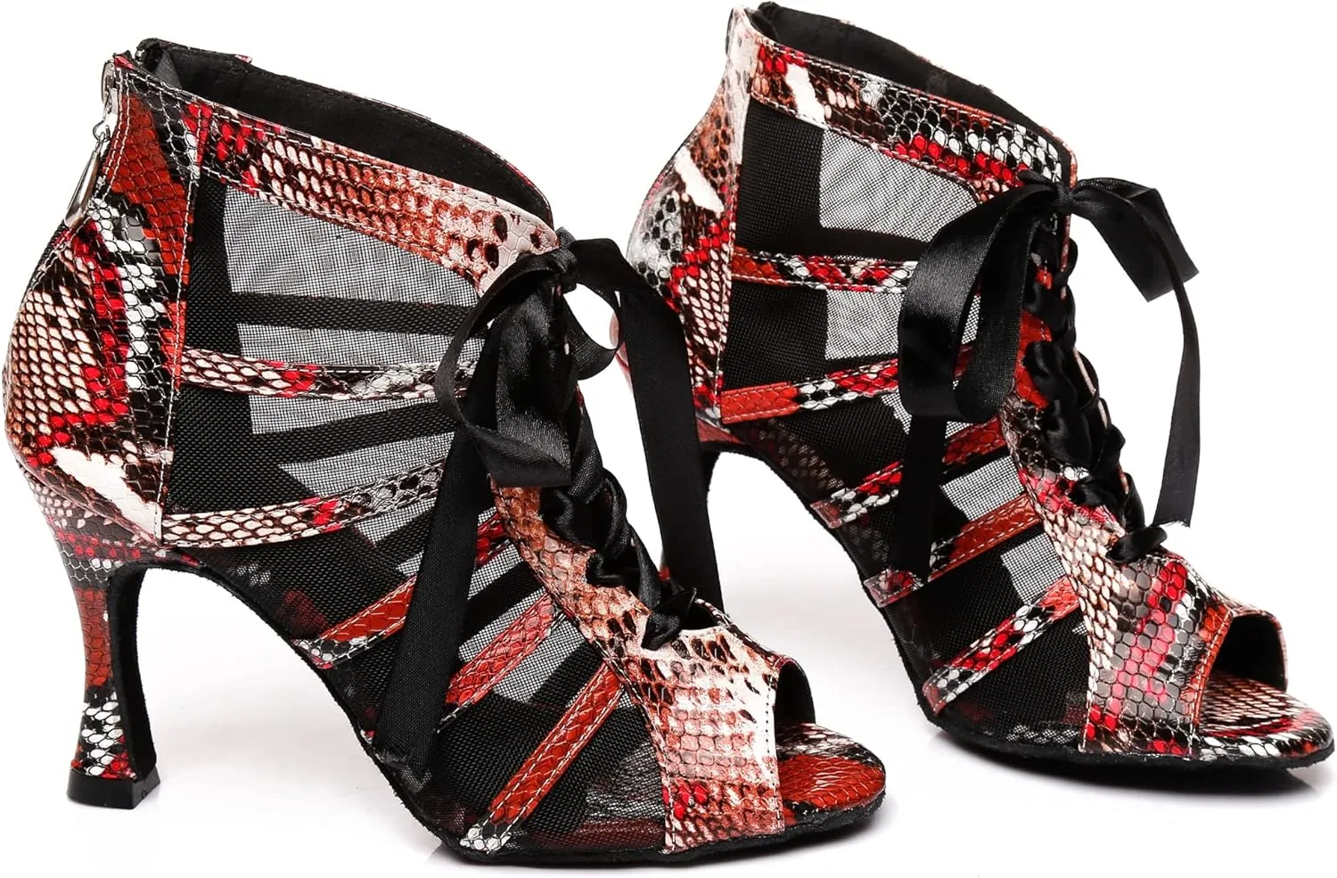Hanfike Womens Peep Toe Boot Heels Mesh Summer Booties Sandals