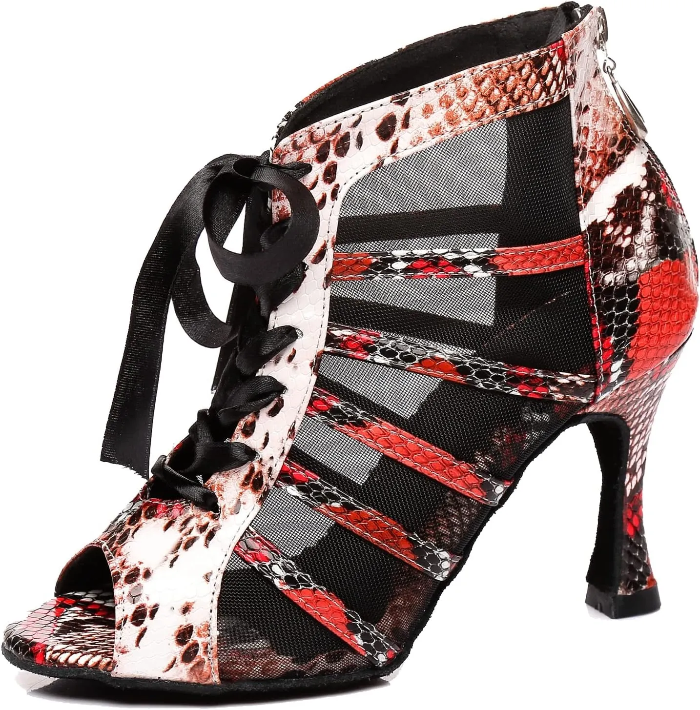 Hanfike Womens Peep Toe Boot Heels Mesh Summer Booties Sandals