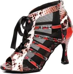 Hanfike Womens Peep Toe Boot Heels Mesh Summer Booties Sandals