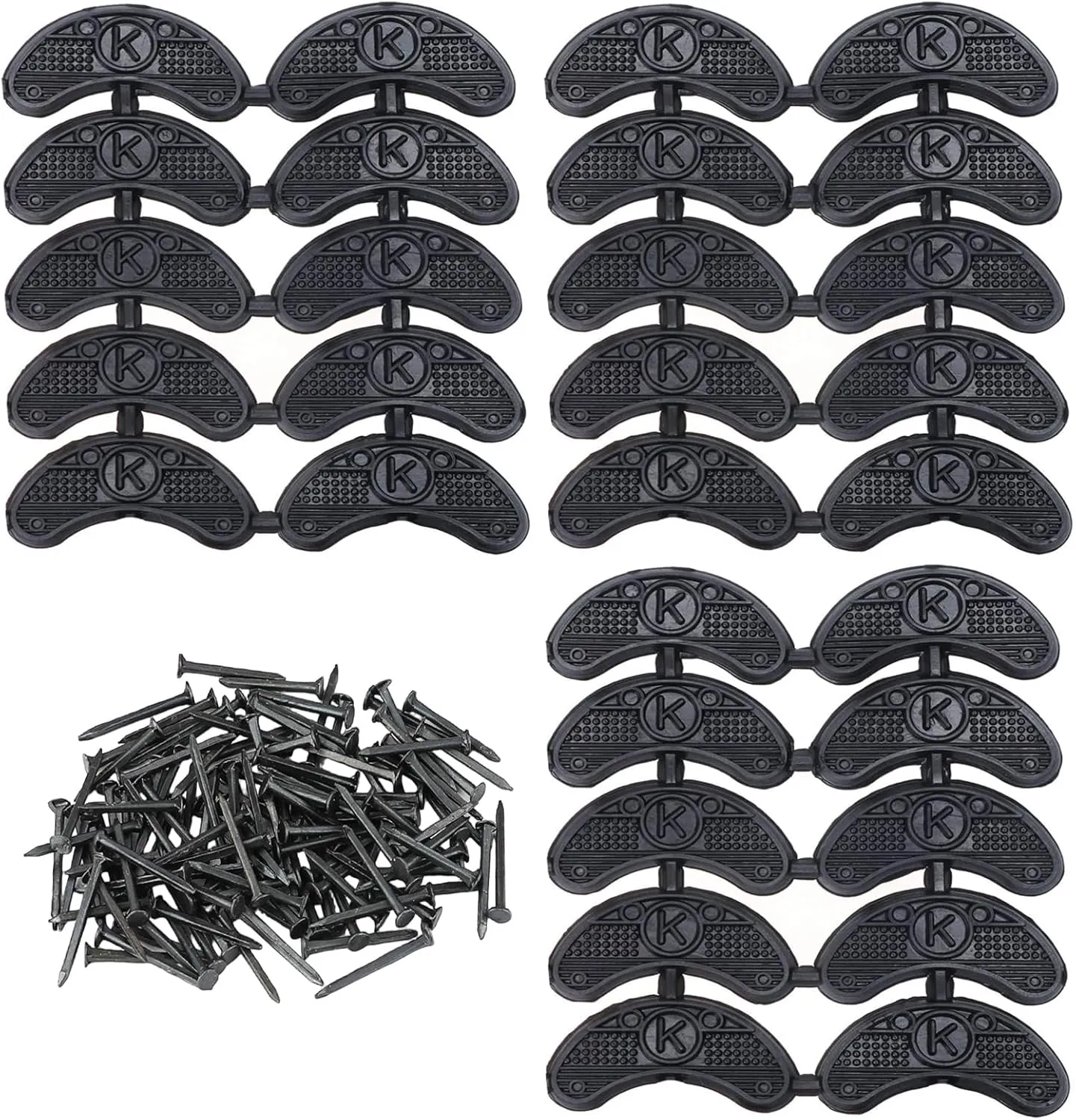 Heel Plates, Shoes Heel Plate Taps 30 PCS Rubber Tips Sole Heel Taps Side Worn Repair Patch Heel Tips Repair Pad Replacement with Nails for Boots and Shoes Repair Kit
