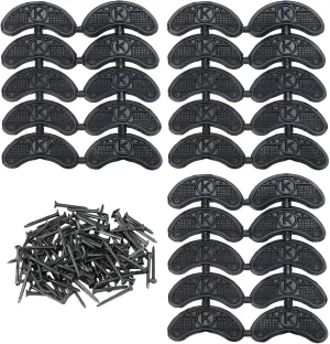 Heel Plates, Shoes Heel Plate Taps 30 PCS Rubber Tips Sole Heel Taps Side Worn Repair Patch Heel Tips Repair Pad Replacement with Nails for Boots and Shoes Repair Kit