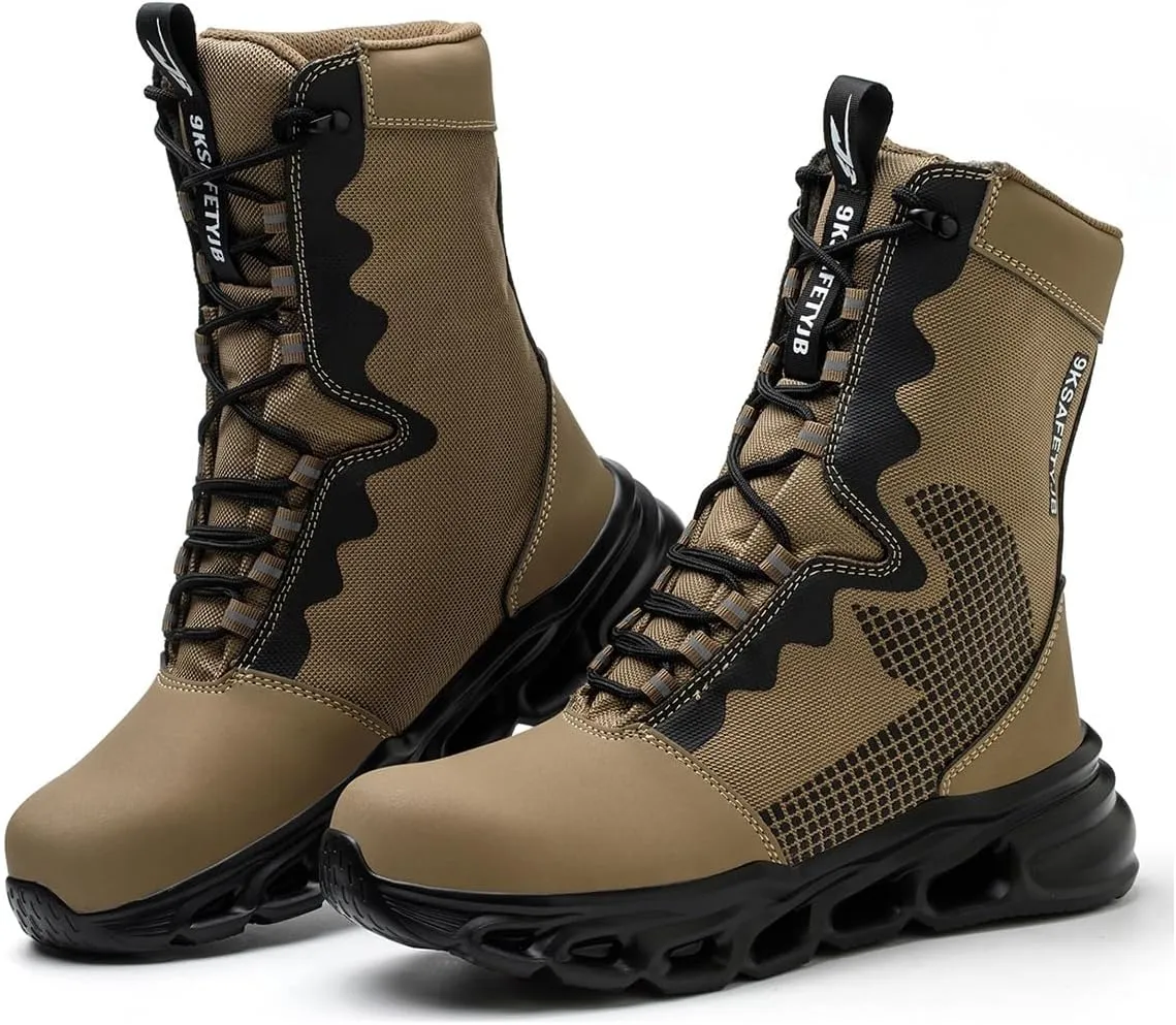 High-top Work Safety Shoes, Anti-Slip And Wear-Resistant Labor Protection Shoes, Anti-Smashing And Anti-Puncture Steel Toe Labour Insurance Shoes, Comfortable Outdoor Adventure Protective Sneakers(San