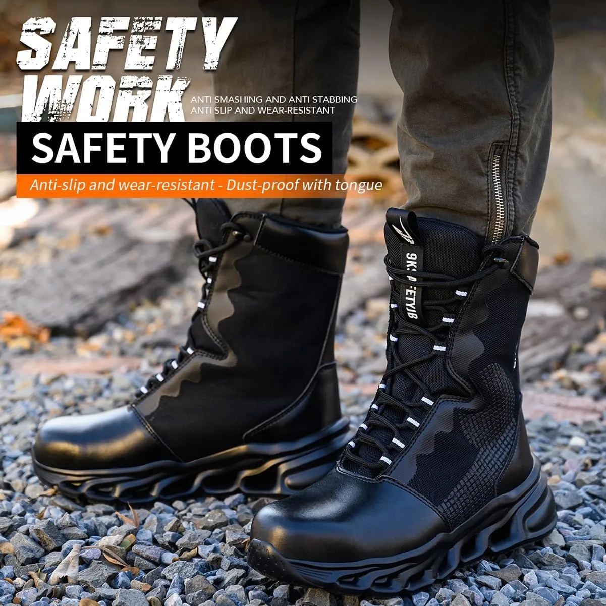 High-top Work Safety Shoes, Anti-Slip And Wear-Resistant Labor Protection Shoes, Anti-Smashing And Anti-Puncture Steel Toe Labour Insurance Shoes, Comfortable Outdoor Adventure Protective Sneakers(San