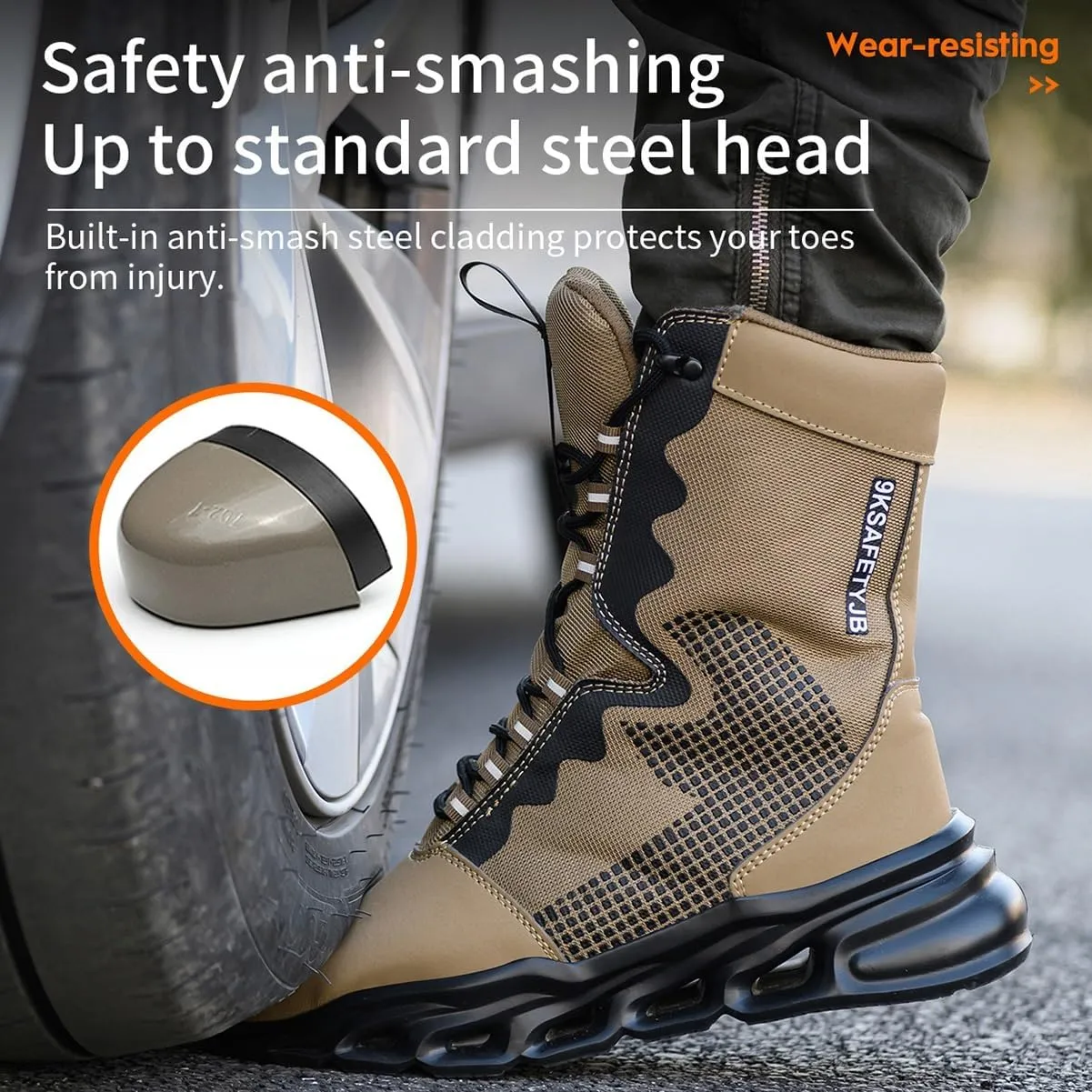High-top Work Safety Shoes, Anti-Slip And Wear-Resistant Labor Protection Shoes, Anti-Smashing And Anti-Puncture Steel Toe Labour Insurance Shoes, Comfortable Outdoor Adventure Protective Sneakers(San