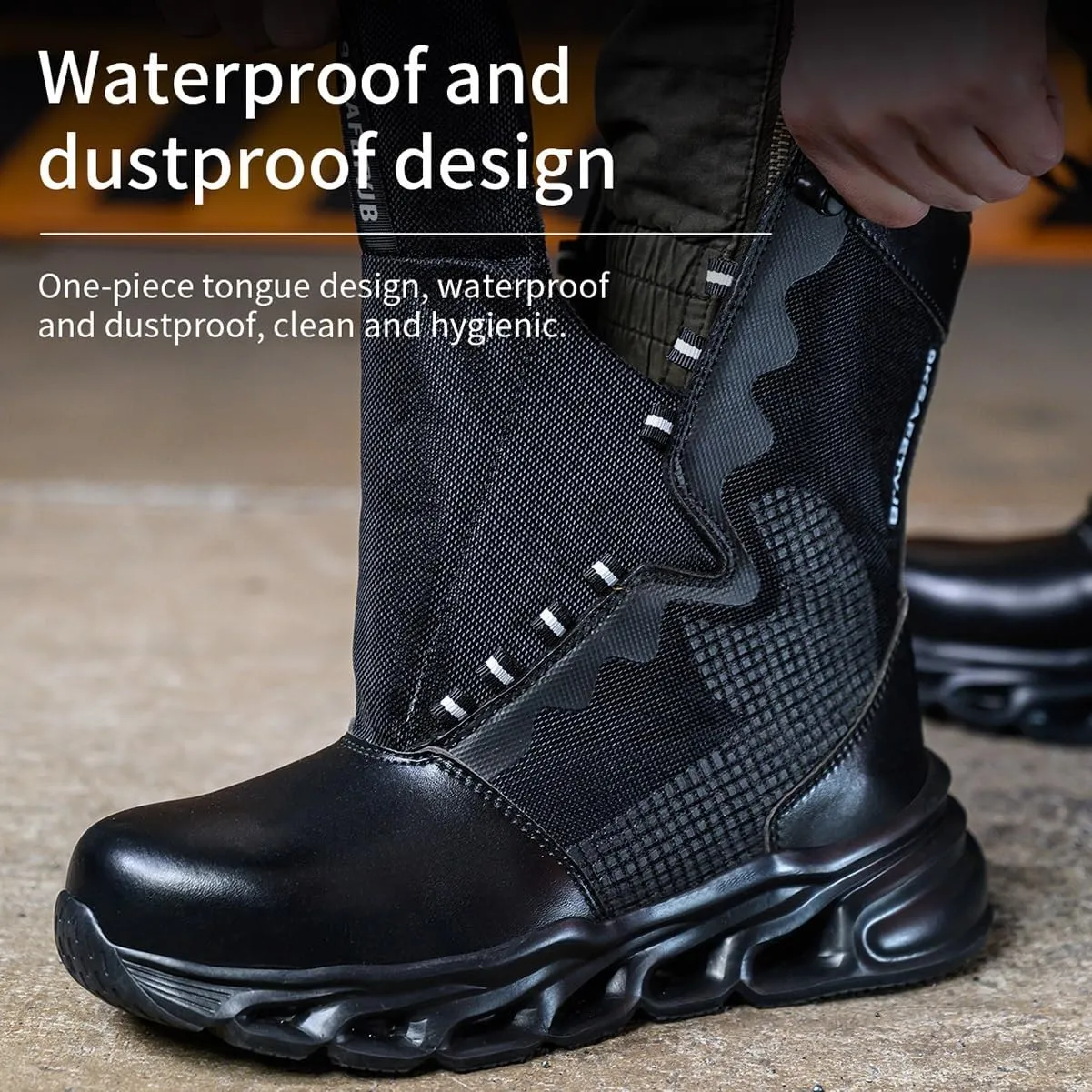 High-top Work Safety Shoes, Anti-Slip And Wear-Resistant Labor Protection Shoes, Anti-Smashing And Anti-Puncture Steel Toe Labour Insurance Shoes, Comfortable Outdoor Adventure Protective Sneakers(San