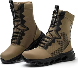 High-top Work Safety Shoes, Anti-Slip And Wear-Resistant Labor Protection Shoes, Anti-Smashing And Anti-Puncture Steel Toe Labour Insurance Shoes, Comfortable Outdoor Adventure Protective Sneakers(San