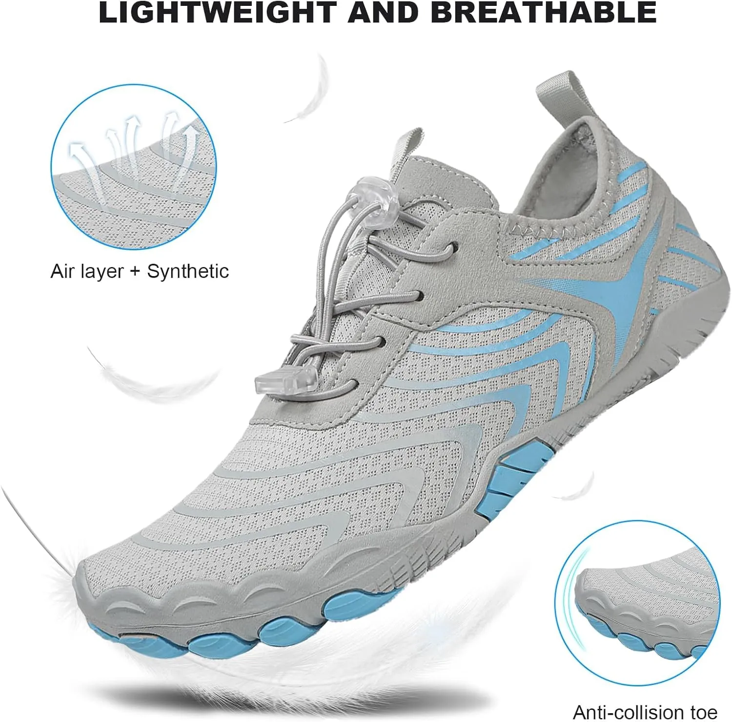 Hike Barefoot Shoes for Women Men Footwear Pro Bare Foot Shoes Wide Toe Box, Healthy & Non-Slip Trail Running Shoes, Breathable Beach Pool Swim Surf Hiking Shoes