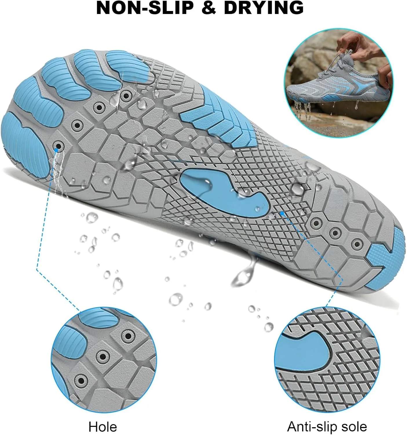 Hike Barefoot Shoes for Women Men Footwear Pro Bare Foot Shoes Wide Toe Box, Healthy & Non-Slip Trail Running Shoes, Breathable Beach Pool Swim Surf Hiking Shoes