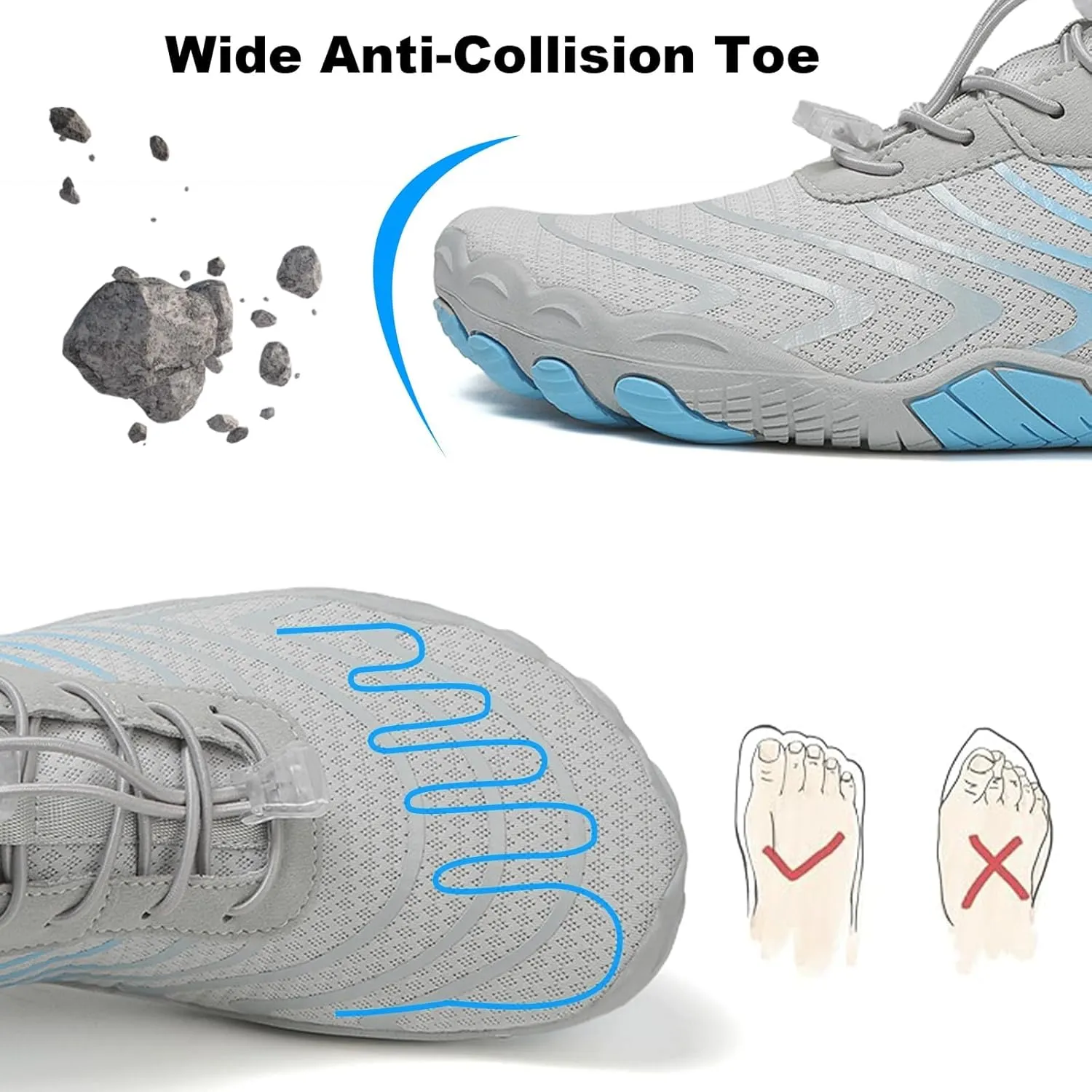 Hike Barefoot Shoes for Women Men Footwear Pro Bare Foot Shoes Wide Toe Box, Healthy & Non-Slip Trail Running Shoes, Breathable Beach Pool Swim Surf Hiking Shoes