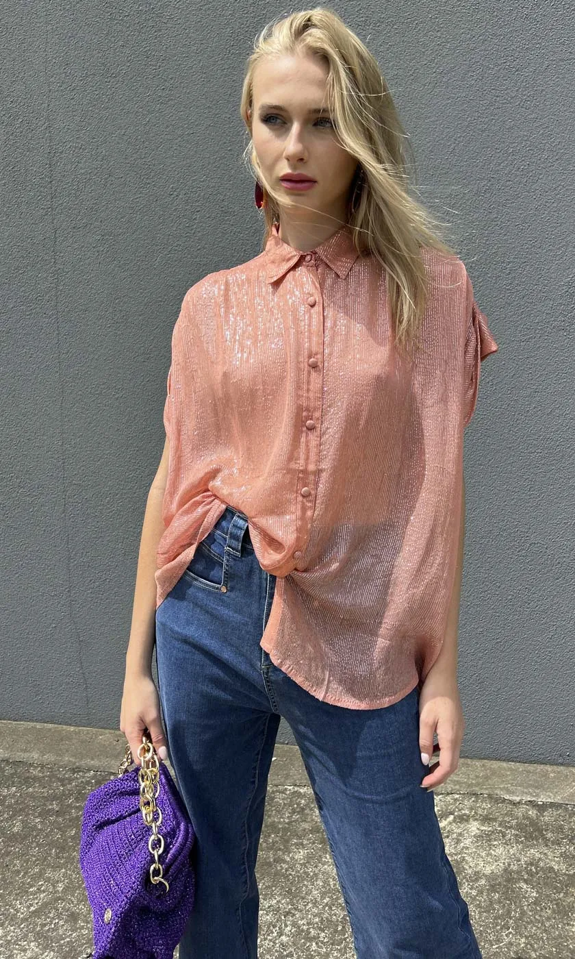 Hoss Mistique Apricot Lurex Shirt
