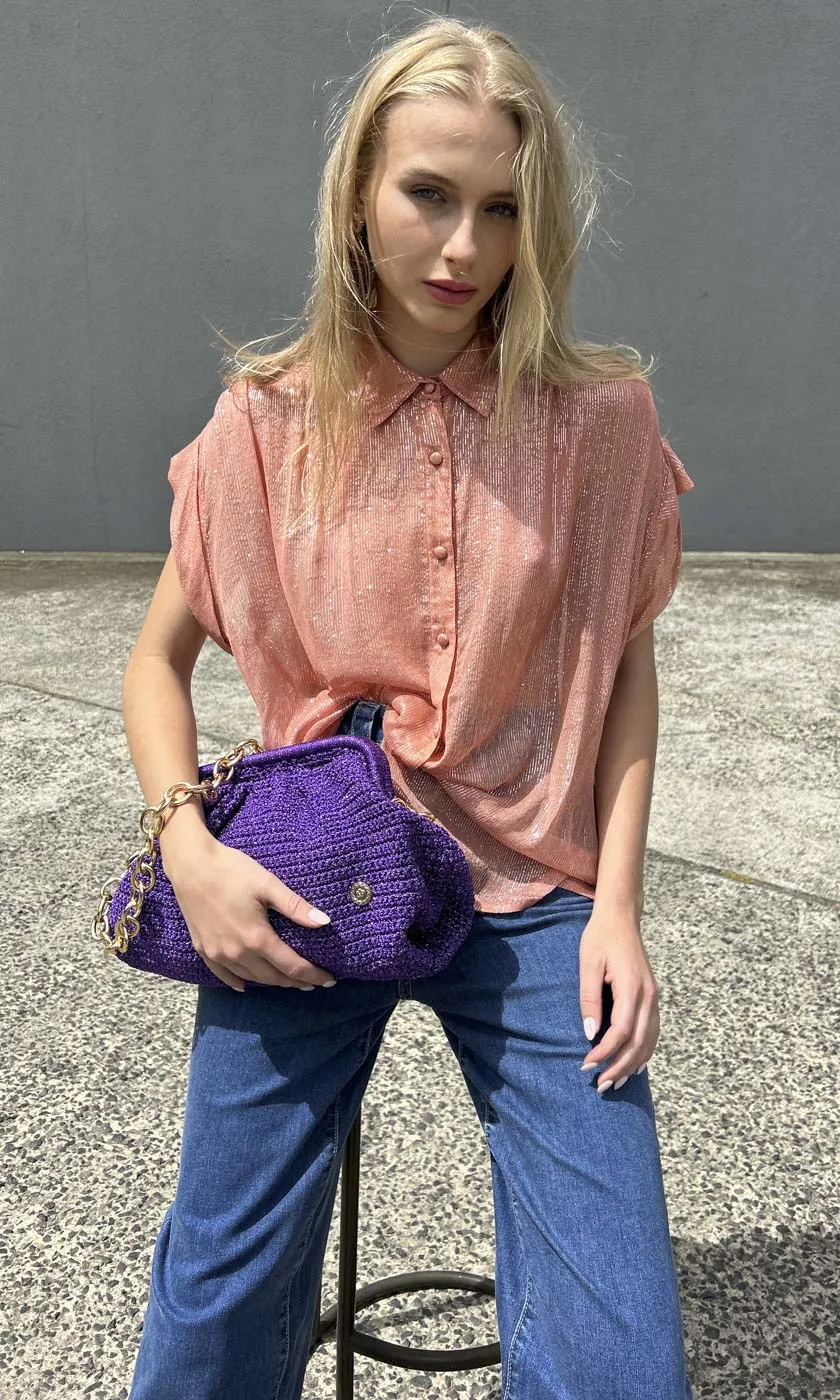 Hoss Mistique Apricot Lurex Shirt