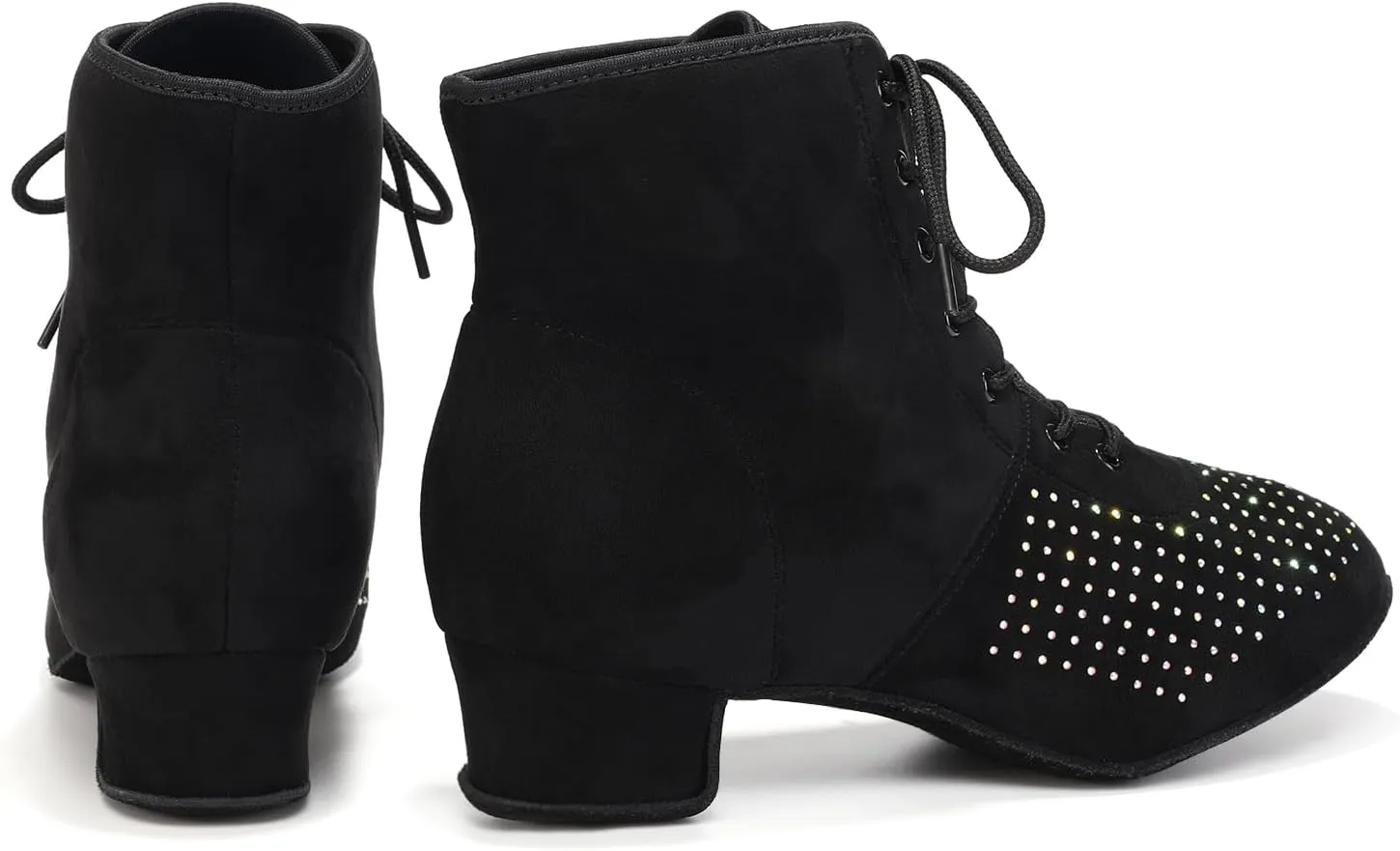 HROYL Women's Latin Dance Boots Low Heel Close Toe Ballroom Tango Performance Practice Teaching Dancing Shoes,LHD-GBNJB