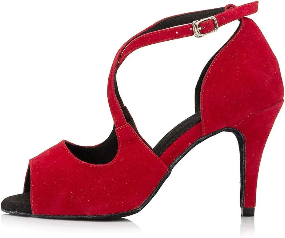 HROYL Women's Latin Salsa Dance Shoes Ballroom Performence Practice Professional Dancing Shoes,Model YCL167/050
