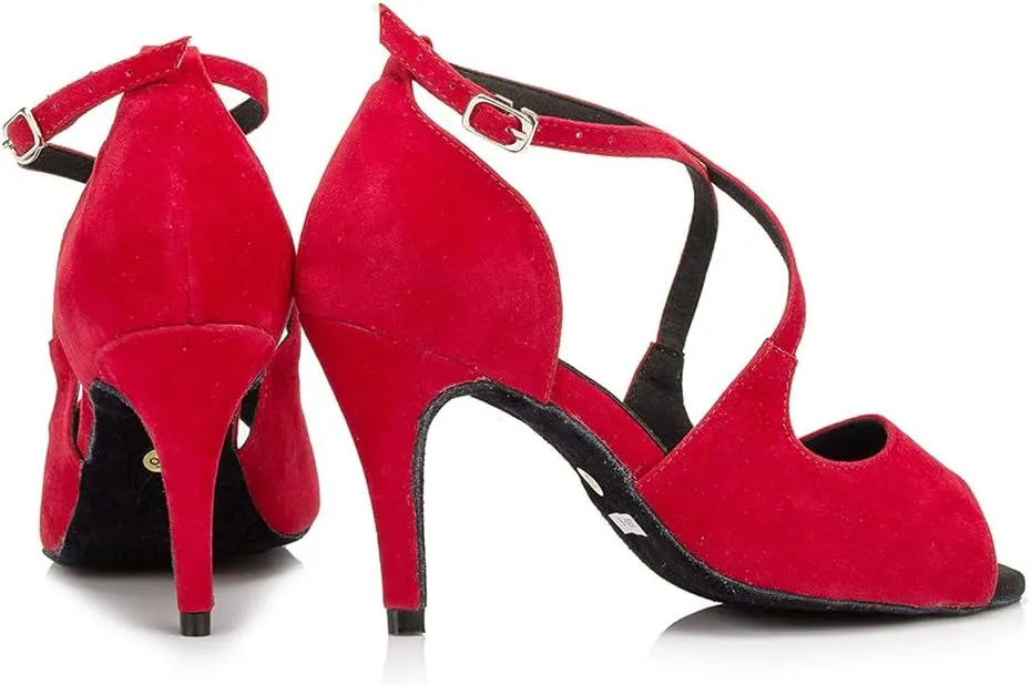HROYL Women's Latin Salsa Dance Shoes Ballroom Performence Practice Professional Dancing Shoes,Model YCL167/050