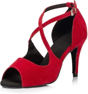 HROYL Women's Latin Salsa Dance Shoes Ballroom Performence Practice Professional Dancing Shoes,Model YCL167/050