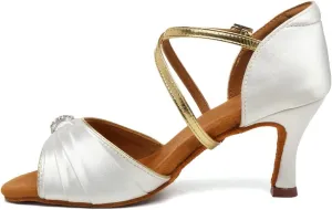 HROYL Women's Latin Salsa Dance Shoes for Ballroom Performence Practice Professional Dancing Shoes EM3037