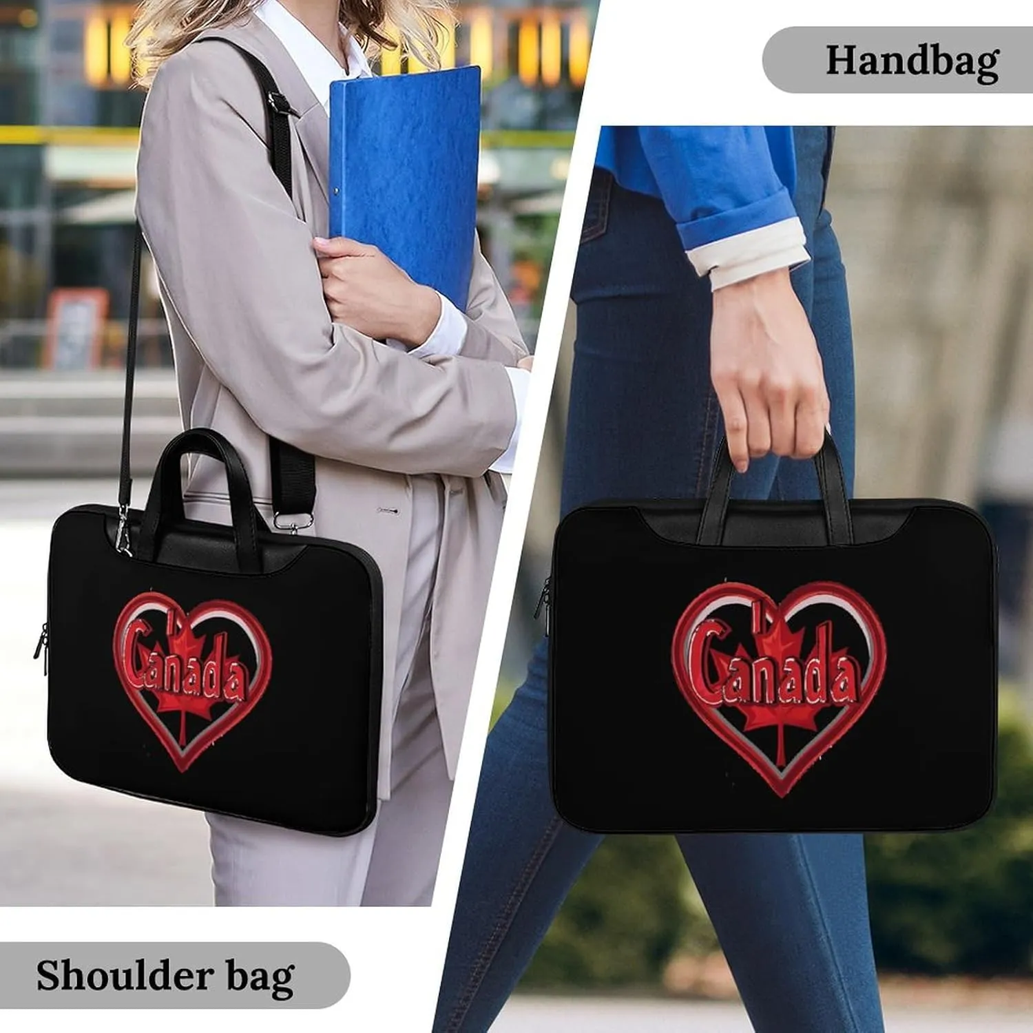 I Love Canada Laptop Tote Bag Waterproof Computer Carrying Case Business Office Briefcase