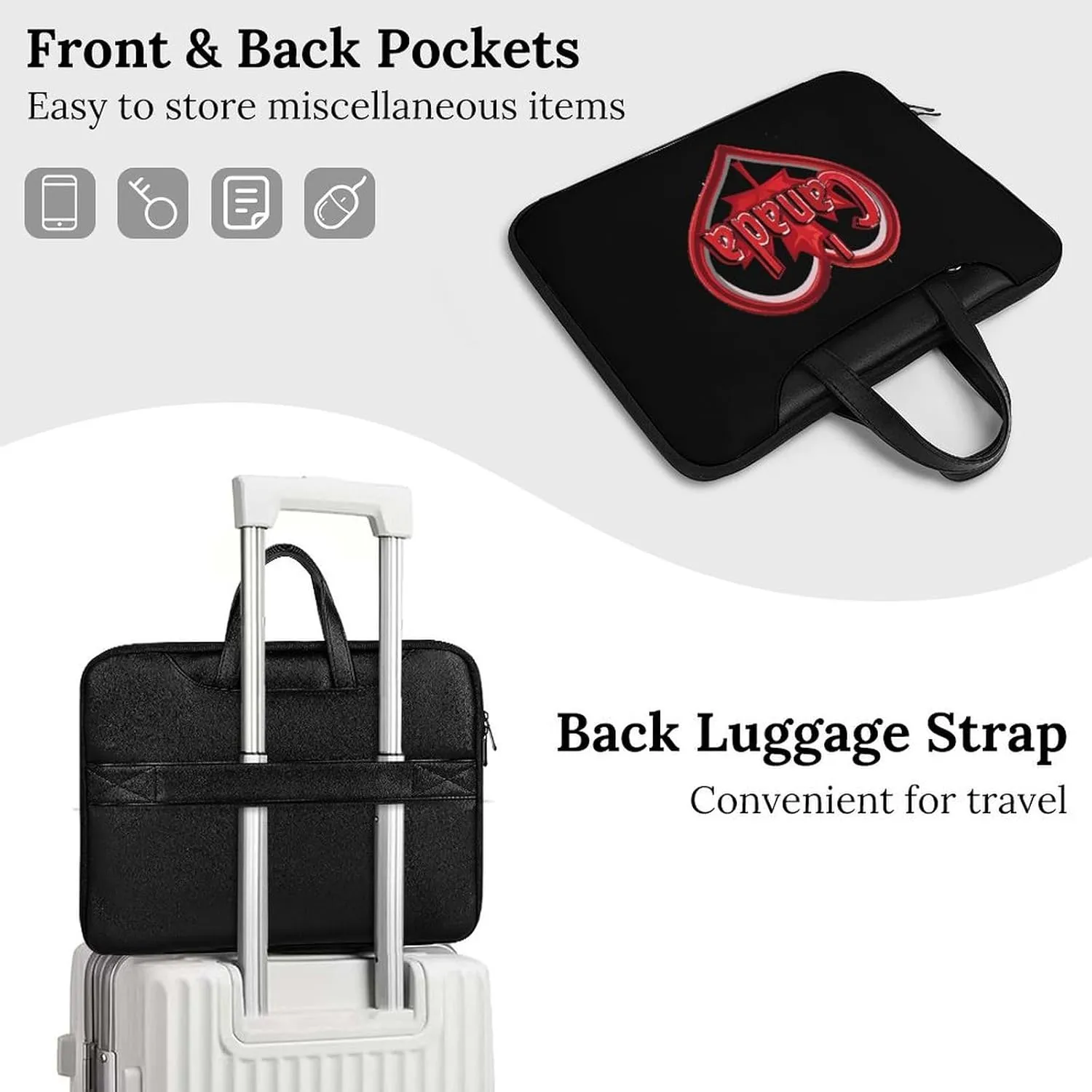 I Love Canada Laptop Tote Bag Waterproof Computer Carrying Case Business Office Briefcase