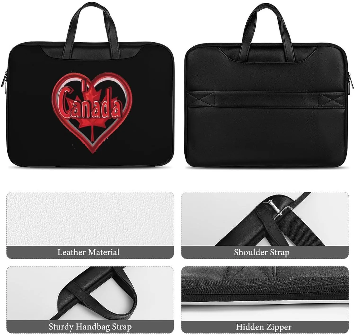 I Love Canada Laptop Tote Bag Waterproof Computer Carrying Case Business Office Briefcase