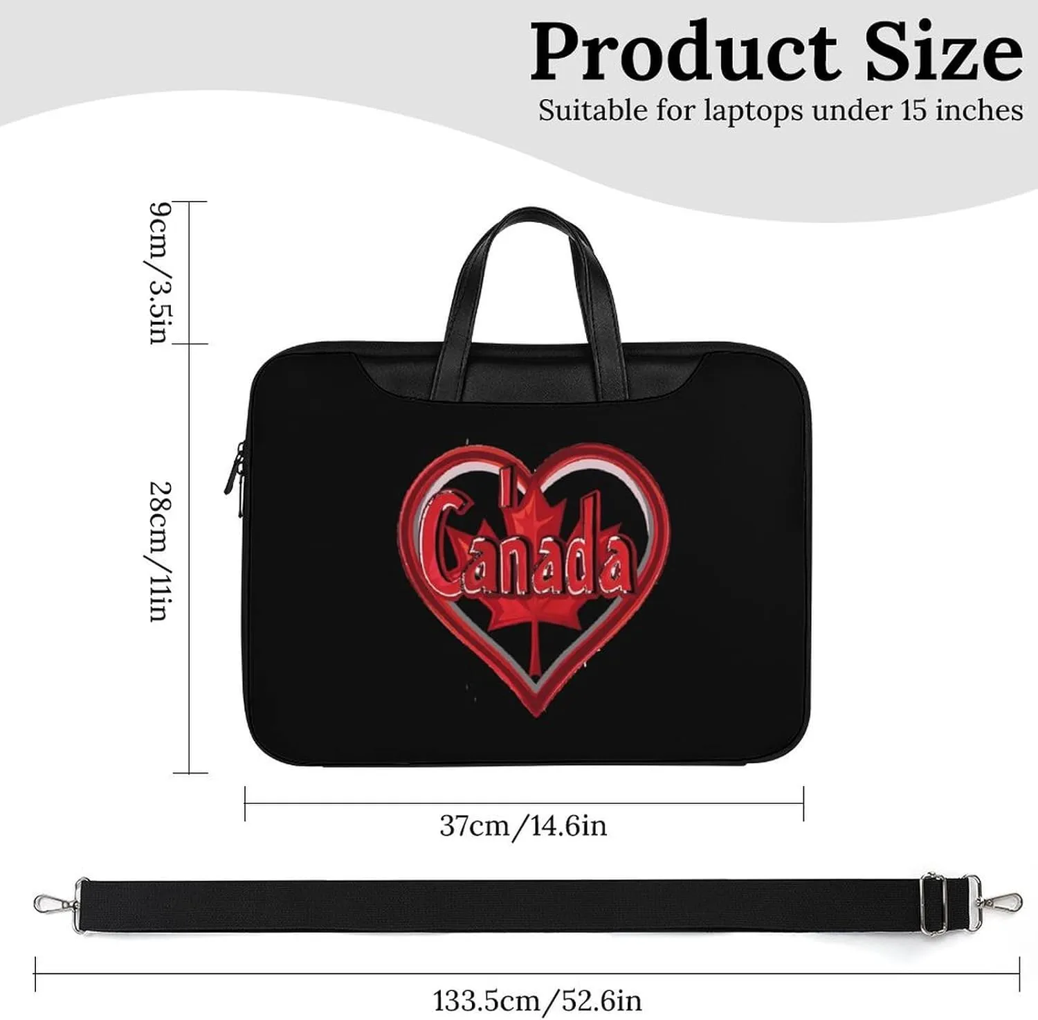 I Love Canada Laptop Tote Bag Waterproof Computer Carrying Case Business Office Briefcase