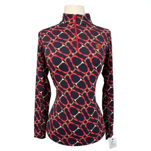 IBKUL Long Sleeve Sun Shirt in Black/Red &Gold Bits - Women's XS
