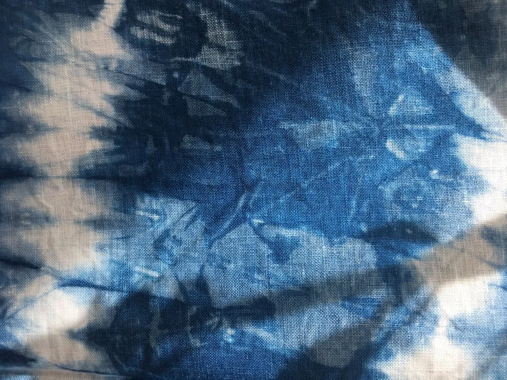 Iris' indigo tie-dyed lunch cloths