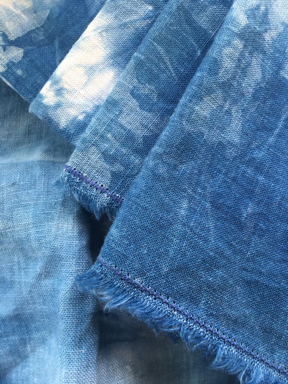 Iris' indigo tie-dyed lunch cloths