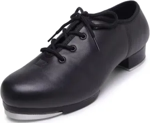 Jazz Tap Shoes for Woman: Leather Lace Up Tap Dance Shoes for Girls and Adult - Flat Heel Split Sole Tap Jazz Shoes for Boys and Man