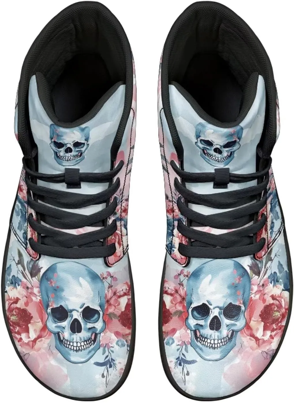 Jeiento Skull High Top Barefoot Running Shoes Breathable Sneaker for Men